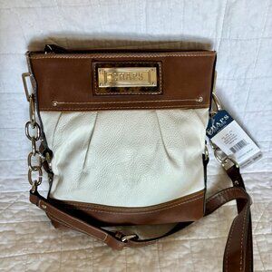CHAPS Ralph Lauren White Leather Shoulder Bag